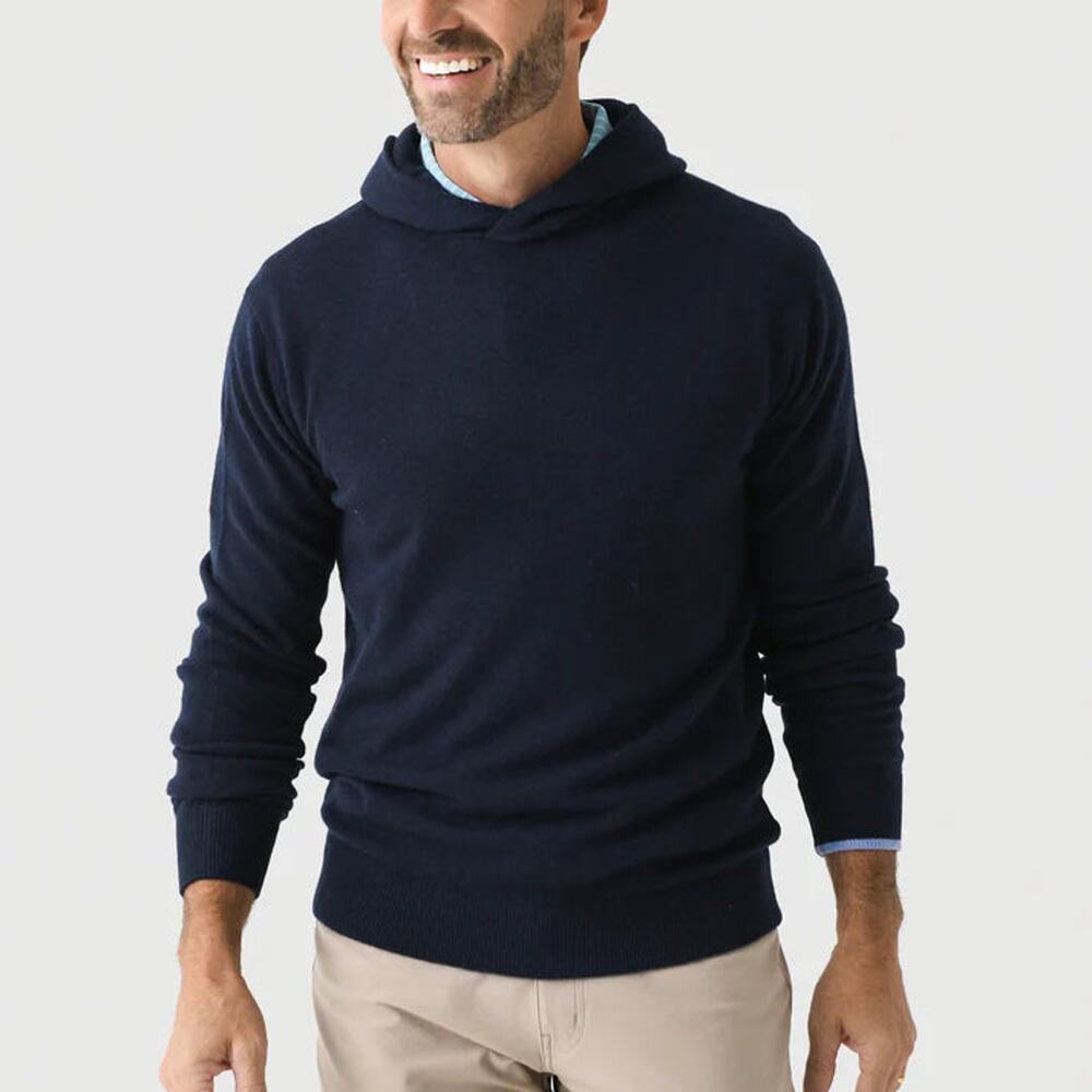 Greyson Koko Maltese Wool Cashmere Hoodie XL NEW Knit Navy Hooded Sweater LS